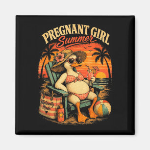 Womens pregnant girl summer funny duck baby magnet