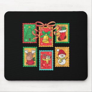 Womens Preppy Christmas Stamps Coquette Bow Reinde Mouse Pad