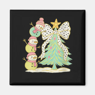 Womens Preppy Coquette Christmas Snowm 2025 Funny  Magnet
