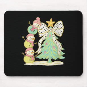 Womens Preppy Coquette Christmas Snowm 2025 Funny Mouse Pad