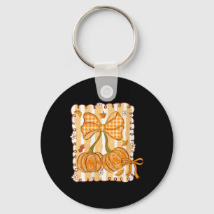 Womens Preppy Fall Pumpkin Cherry Coquette Bow Tha Key Ring