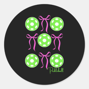 Womens preppy pink pickleball shirt girls love classic round sticker