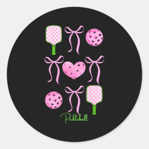 Womens preppy pink pickleball shirt girls love classic round sticker