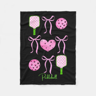 Women's preppy pink pickleball shirt girls love fleece blanket