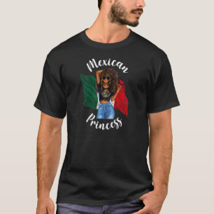 Womens Pretty Afro Mexican Princess Mexico Flag Bl T-Shirt