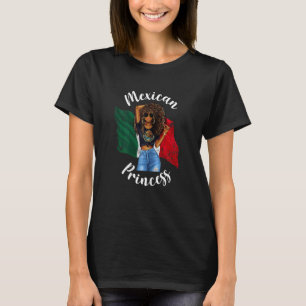 Womens Pretty Afro Mexican Princess Mexico Flag Bl T-Shirt