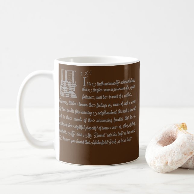 Womens Pride and Prejudice Book Jane Austen  Coffee Mug (With Donut)