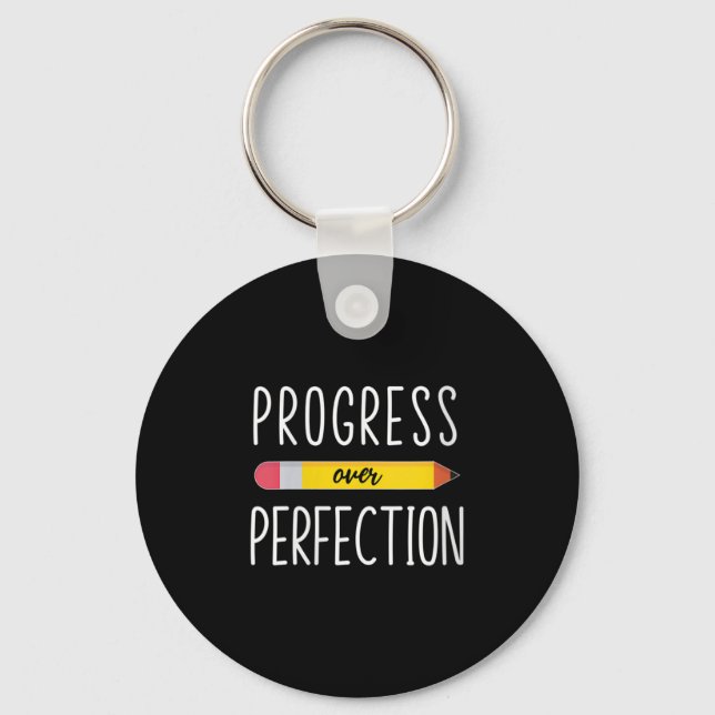 Womens Progress Over Perfection Motivational Back  Key Ring (Front)