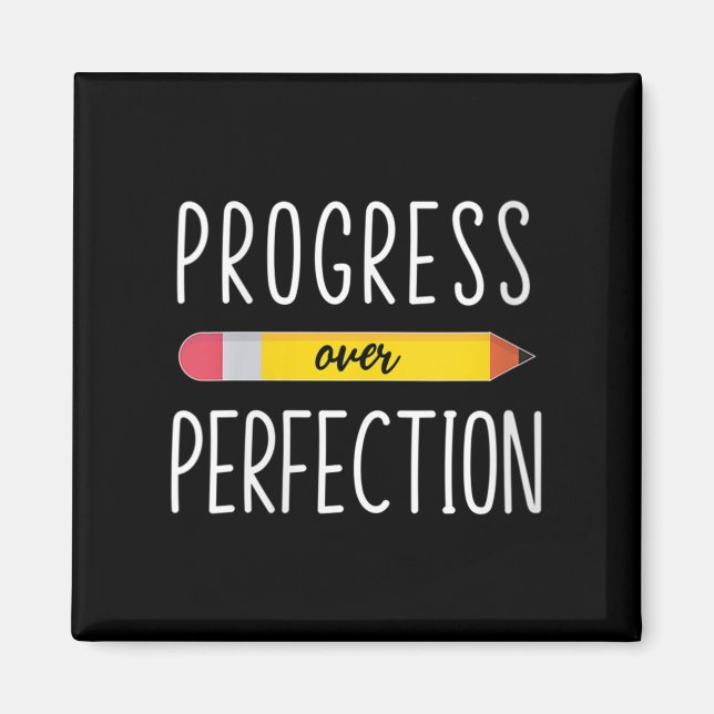 Womens Progress Over Perfection Motivational Back  Magnet (Front)