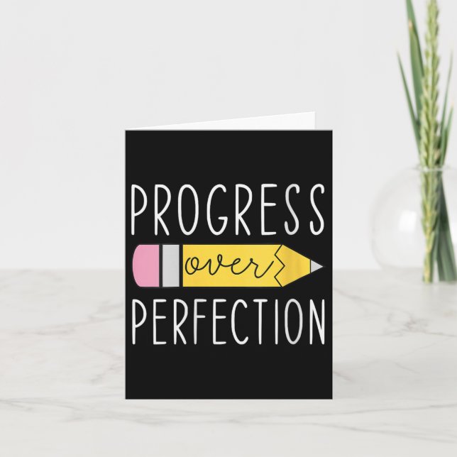 Womens Progress Over Perfection Motivational Teach Card (Front)