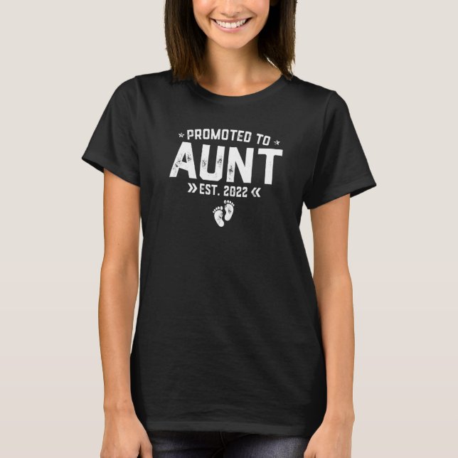 Womens Promoted To Aunt 2022 Retro Mothers Day New T-Shirt (Front)