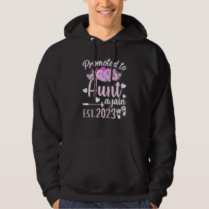 Womens Promoted To Aunt Again 2023 Floral Mother's Hoodie