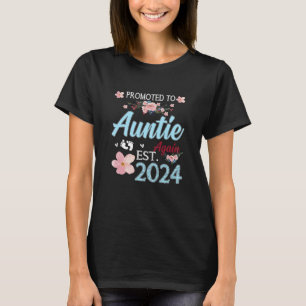 Womens Promoted To Auntie Again Est 2024 Pregnancy T-Shirt