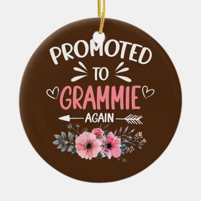 Womens Promoted to Grammie Again Flower New Ceramic Ornament (Front)