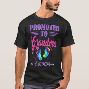 Womens Promoted To Grandma 2023 Tie Dye New Mum T-Shirt