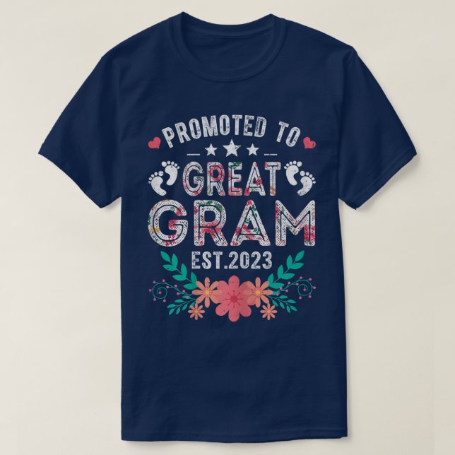 Womens Promoted To Great Gram 2023 Funny Pregnancy T-Shirt (Design Front)