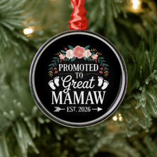 Womens Promoted to Great Mamaw Metal Ornament