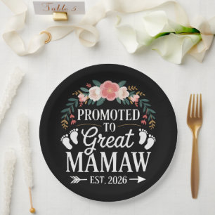 Womens Promoted to Great Mamaw Paper Plate