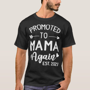 Womens Promoted To Mama Again Est 2021 Mummy VNeck T-Shirt