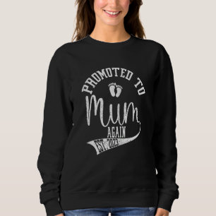 Womens Promoted to Mum Again 2023 Cute New Mum Tee