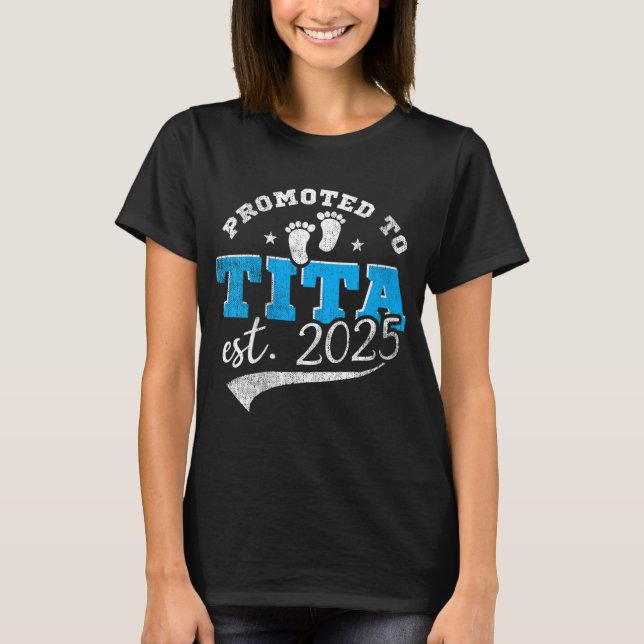 Womens Promoted To Tita 2025 New Filino Aunt Vinta T-Shirt (Front)