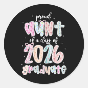 Womens Proud Aunt Of A Cl Of 2026 Graduate Shirt S Classic Round Sticker