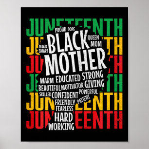 Womens Proud Black Mum Juneteenth Mothers Day Blac Poster