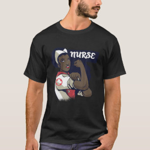 Womens Proud Black Nurse Woman Afro Cool Black His T-Shirt
