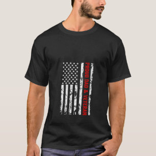 Womens Proud Dad and Veteran USA American Flag V N T-Shirt