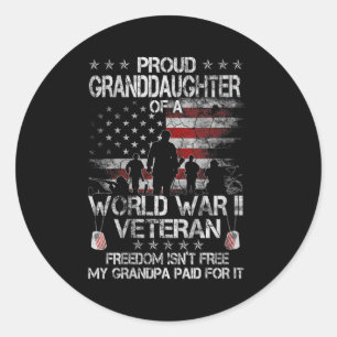 Womens Proud Granddaughter Of A Wwii Veteran Us Fl Classic Round Sticker