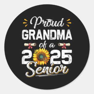 Womens Proud Grandma Of A Cl Of 2025 Senior Retro  Classic Round Sticker