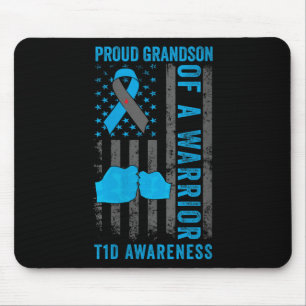 Womens Proud Grandson Of A T1d Warrior Type 1 Diab Mouse Pad