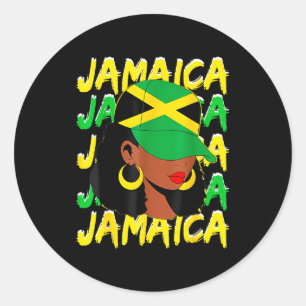Womens Proud Jamaican Afro Black Woman Jamaica Fla Classic Round Sticker