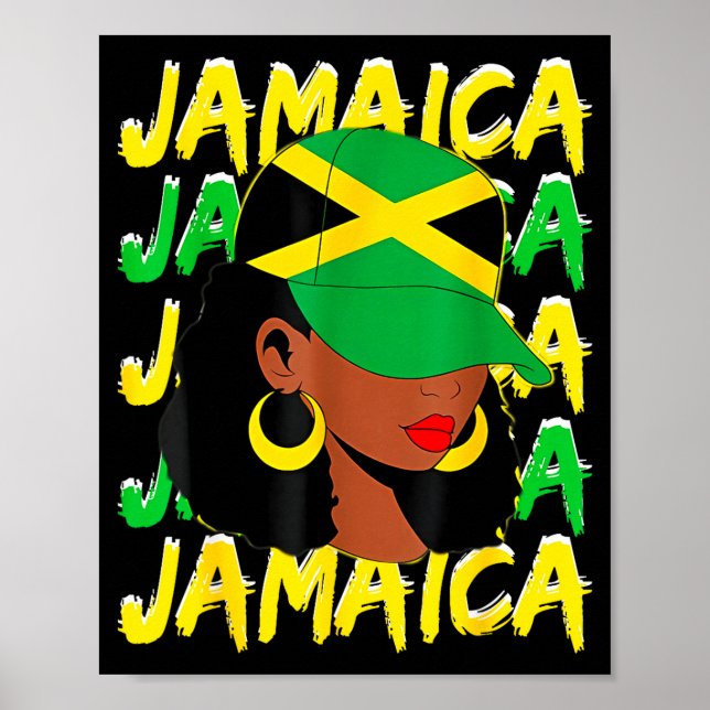 Womens Proud Jamaican Afro Black Woman Jamaica Fla Poster (Front)