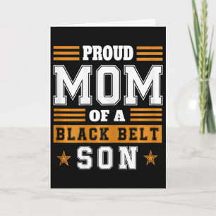 Womens Proud Karate Mum Black Belt Son Martial Art Card
