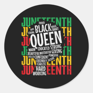 Womens Proud Melanin Mum Juneteenth Black Queen Af Classic Round Sticker