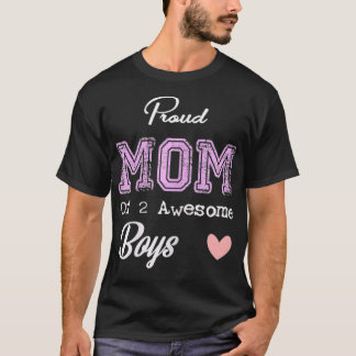 Womens Proud Mom Of 2 Awesome Boys  T-Shirt