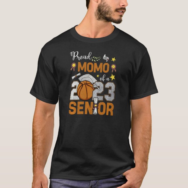 Womens Proud Momo Of A 2023 Senior Basketball Grad T-Shirt (Front)
