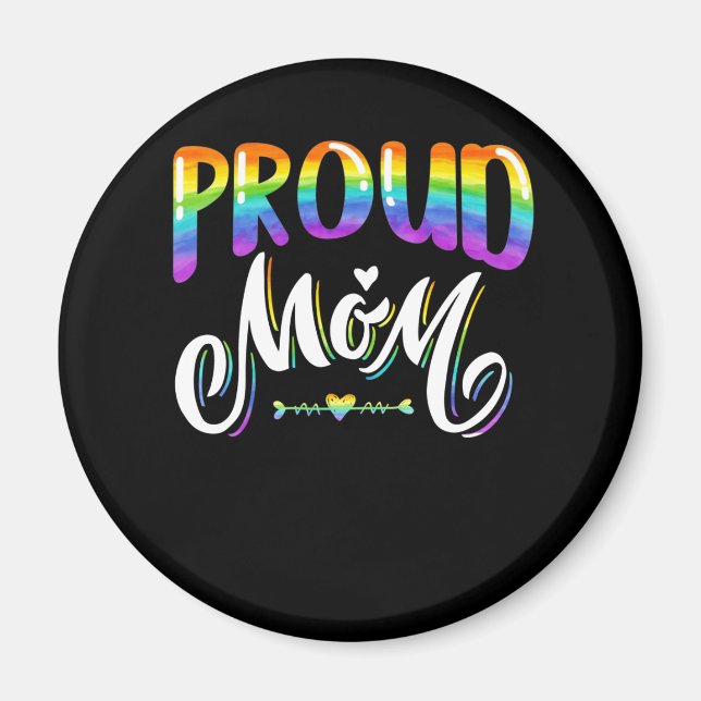Womens Proud Mum LGBT Gay Pride Lesbian Rainbow Magnet (Front)