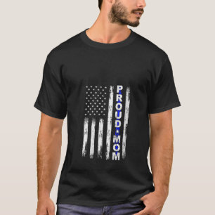 Womens Proud Police Mum Thin Blue Line American Fl T-Shirt