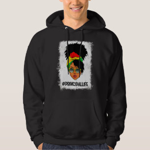 Womens Proud Principal Afro Messy Bun Black Histor Hoodie