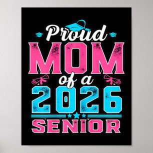 Womens Proud Senior Mum 2026 Graduation Party Vibe Poster
