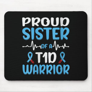 Womens Proud Sister Of A T1d Warrior V-neck Mouse Pad