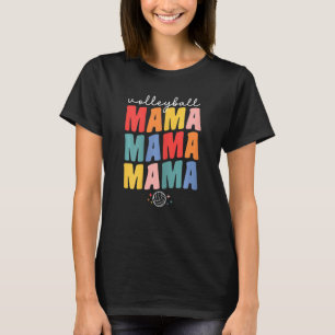 Womens Proud Volleyball Ball Mama For Women Groovy T-Shirt