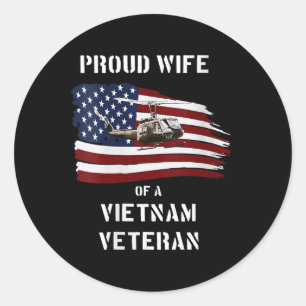 Womens Proud Wife Of A Vietnam Veteran T Shirt V-n Classic Round Sticker