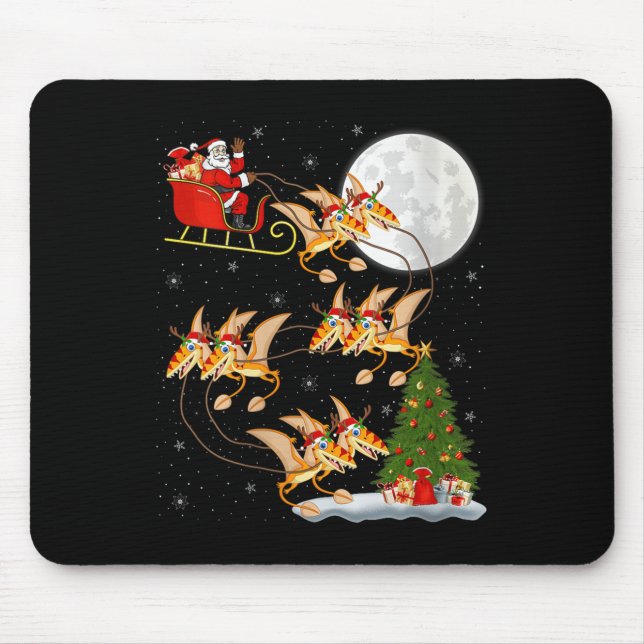 Womens Pterodactyls Dinosaur Bird Santa Sleigh Fly Mouse Pad (Front)