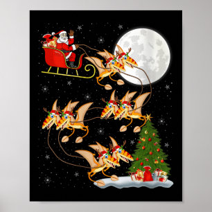 Womens Pterodactyls Dinosaur Bird Santa Sleigh Fly Poster