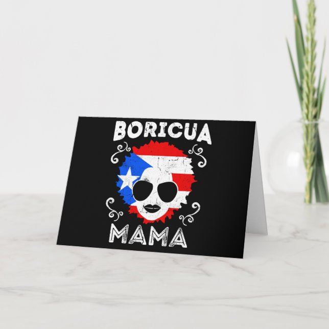 Womens Puerto Rico Boricua Mama Flag Mothers Day Card (Front)