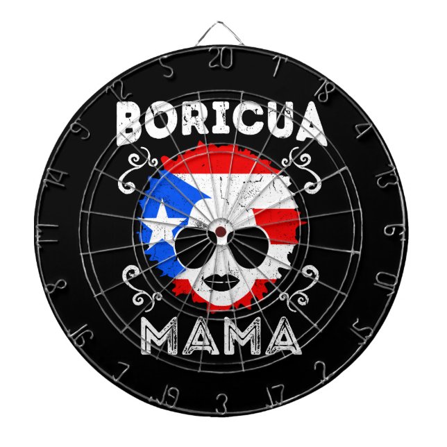 Womens Puerto Rico Boricua Mama Flag Mothers Day Dartboard (Front)