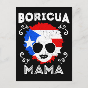Womens Puerto Rico Boricua Mama Flag Mothers Day Postcard